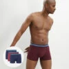 Lot De 3 Boxers Coton Stretch Bio Bleu Denim Rouge Vin Green By Dim -Offres DIM Boutique D0A6CM3 9ML 01