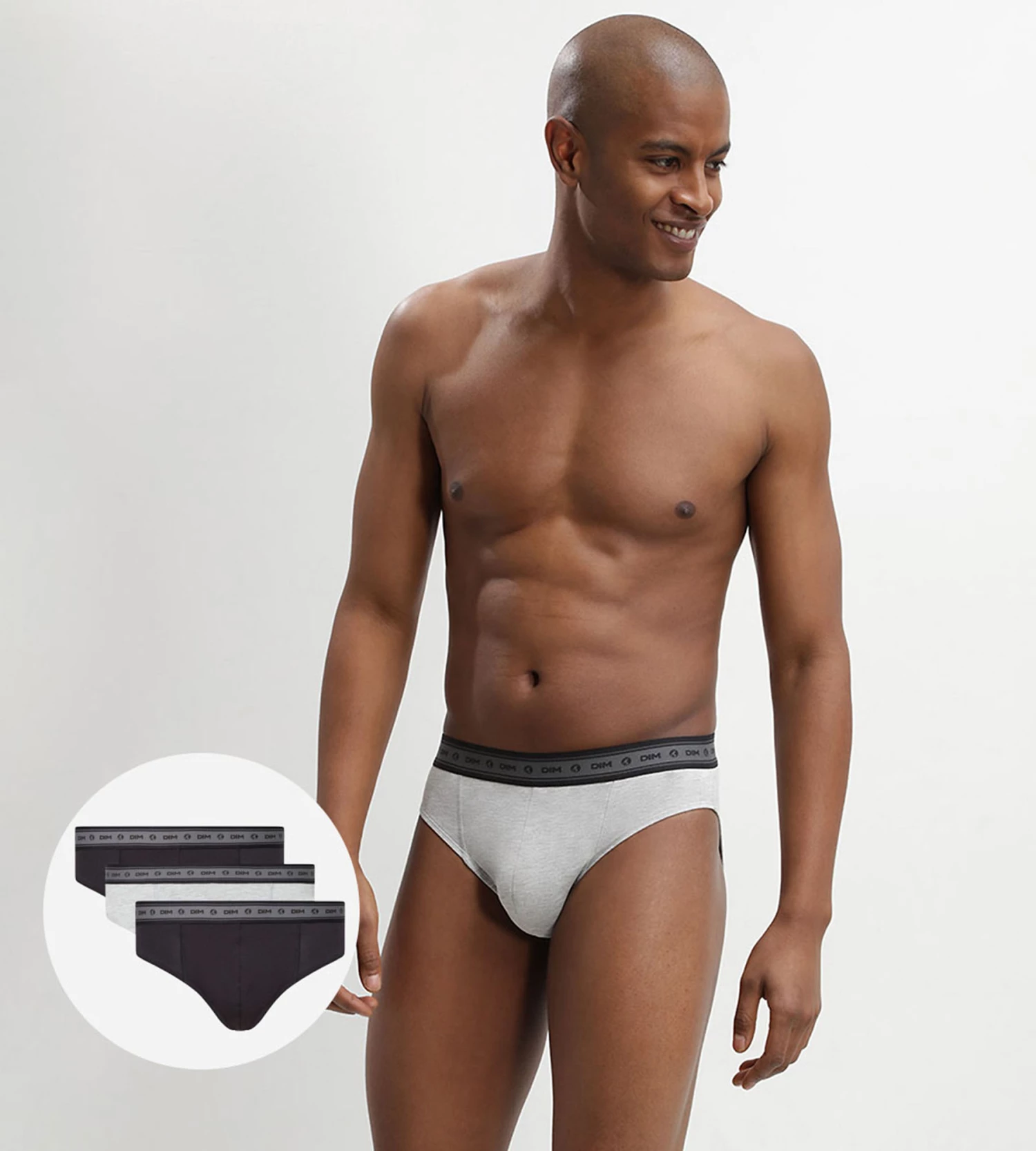 Lot De 3 Slips Homme Coton Stretch Bio Noir Gris Perle Green By Dim 4 Lot De 3 Slips Homme Coton Stretch Bio Noir Gris Perle Green By Dim – Image 2