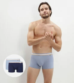 Lot De 2 Boxers Coton Stretch Ceinture Tricolore Bleu Arctic EcoDIM