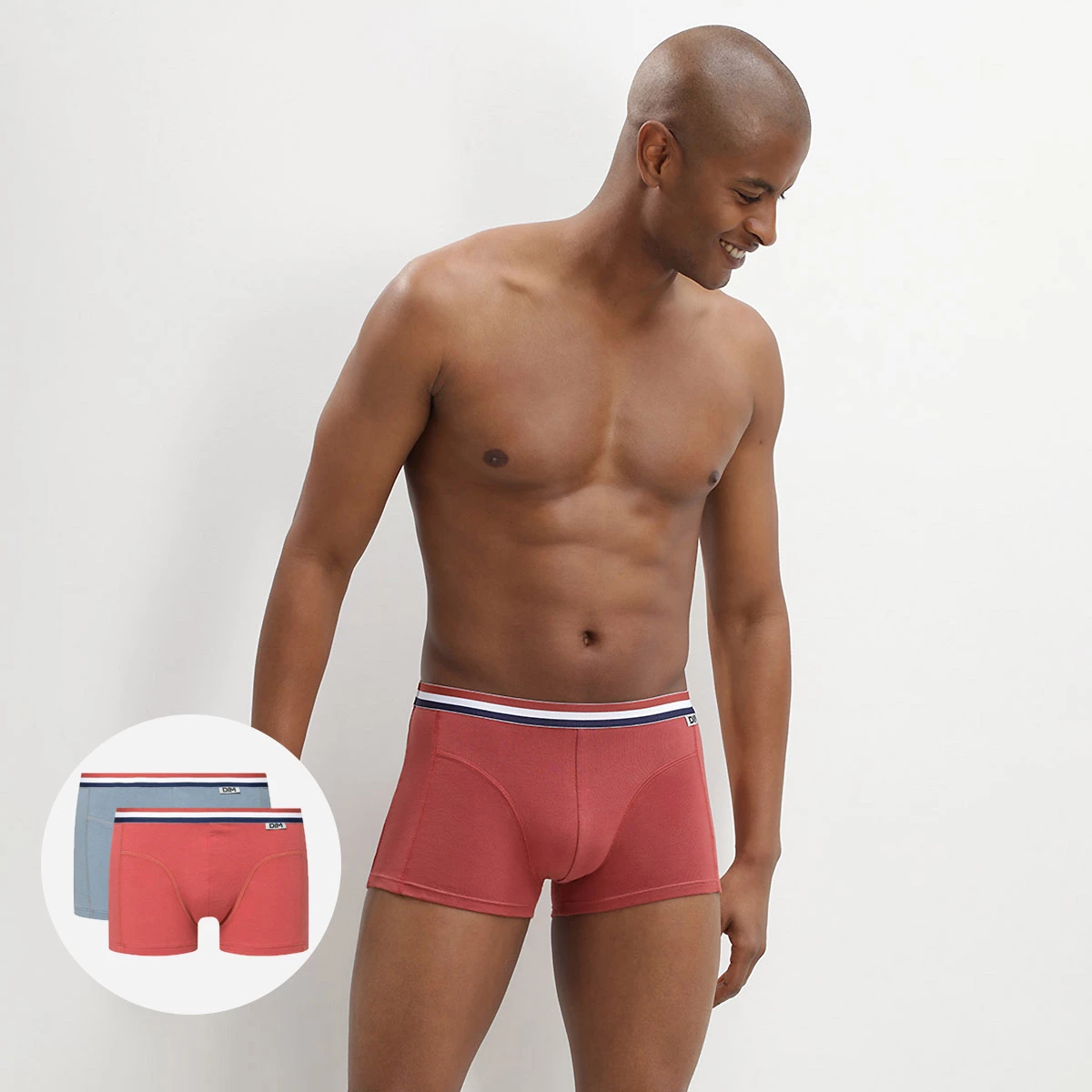 Lot De 2 Boxers Coton Stretch Ceinture Tricolore Rouge Gris EcoDIM 4 Lot De 2 Boxers Coton Stretch Ceinture Tricolore Rouge Gris EcoDIM – Image 2