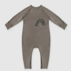 Pyjama Bébé Zippé En Coton Bio Kaki Imprimé Rainbow Cœur Dim ZIPPY ®