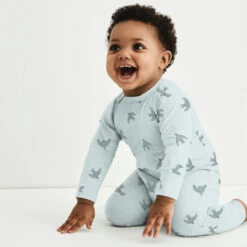 Pyjama Bébé Zippé En Coton Bio Avec Motifs Oiseaux Bleu Dim ZIPPY ® -Offres DIM Boutique D0AVJC1 AAG 02