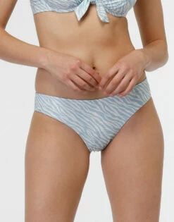 Bas De Maillot De Bain Midi En Microfibre, Imprimé Animalier Bleu Clair