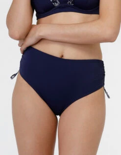 Bas De Maillot Taille Haute En Microfibre Bleu Marine