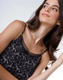 Chemise De Nuit 100% Coton, Noire Et Imprimé Rose 12 Chemise De Nuit 100% Coton, Noire Et Imprimé Rose -Offres DIM Boutique D0B1CP1 ASE 04