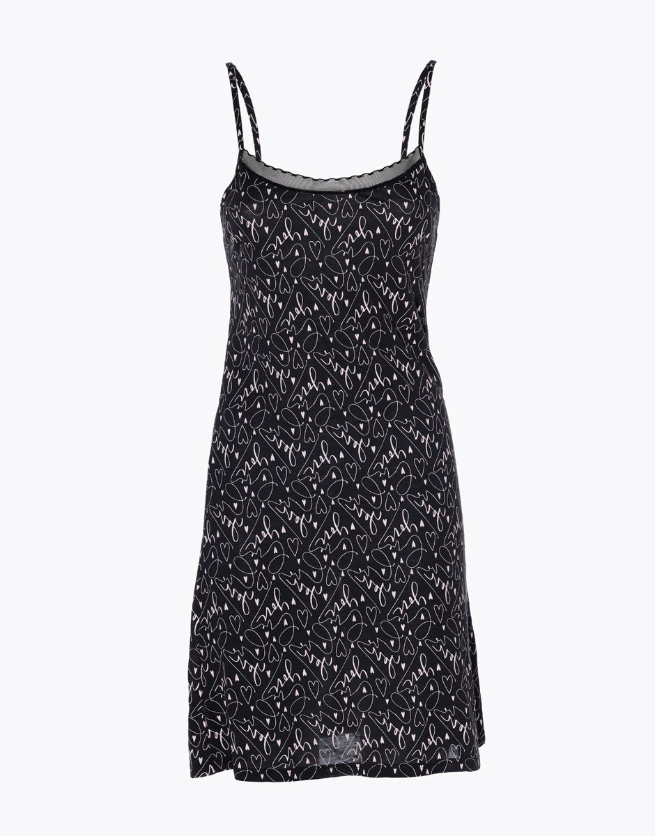 Chemise De Nuit 100% Coton, Noire Et Imprimé Rose 8 Chemise De Nuit 100% Coton, Noire Et Imprimé Rose – Image 6