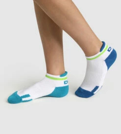 Lot De 2 Paires De Socquettes Enfant Rétro Bleu Vert Dim Sport