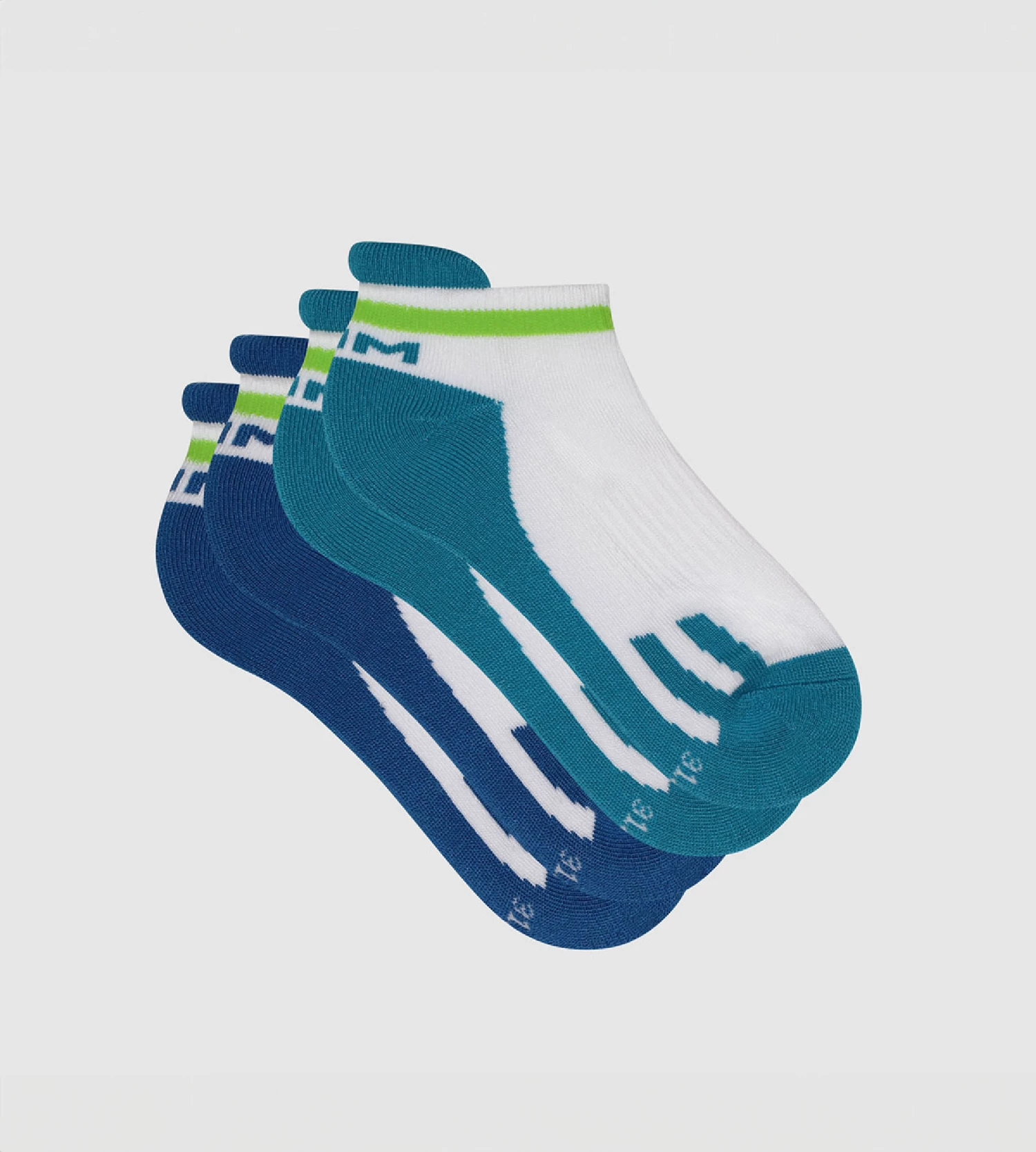 Lot De 2 Paires De Socquettes Enfant Rétro Bleu Vert Dim Sport 5 Lot De 2 Paires De Socquettes Enfant Rétro Bleu Vert Dim Sport – Image 3