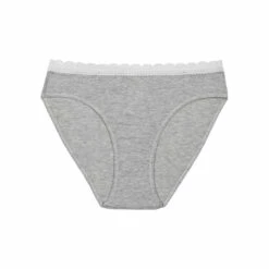 Culotte Fille Coton Stretch à Ceinture Dentelle Gris Chiné Dim Trendy