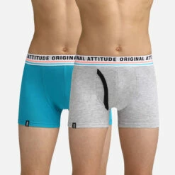 Lot De 2 Boxers Garçon Bleu Et Gris Dim Original