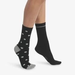 Lot De 2 Paires De Chaussettes Femme Noir à Gros Pois Dim Coton Style -Offres DIM Boutique D0BGXM2 0HZ 01 1