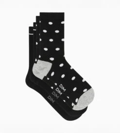 Lot De 2 Paires De Chaussettes Femme Noir à Gros Pois Dim Coton Style -Offres DIM Boutique D0BGXM2 0HZ 02