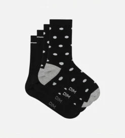 Lot De 2 Paires De Chaussettes Femme Noir à Gros Pois Dim Coton Style -Offres DIM Boutique D0BGXM2 0HZ 03
