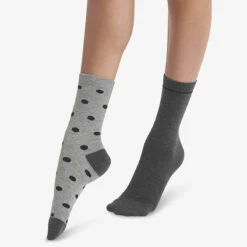 Lot De 2 Paires De Chaussettes Femme Gris à Gros Pois Dim Coton Style -Offres DIM Boutique D0BGXM2 6IZ 01 1