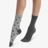 Lot De 2 Paires De Chaussettes Femme Gris à Gros Pois Dim Coton Style -Offres DIM Boutique D0BGXM2 6IZ 01