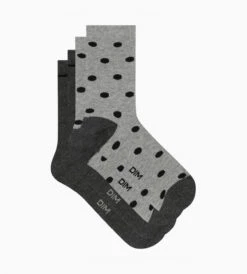 Lot De 2 Paires De Chaussettes Femme Gris à Gros Pois Dim Coton Style -Offres DIM Boutique D0BGXM2 6IZ 02