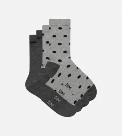 Lot De 2 Paires De Chaussettes Femme Gris à Gros Pois Dim Coton Style -Offres DIM Boutique D0BGXM2 6IZ 03
