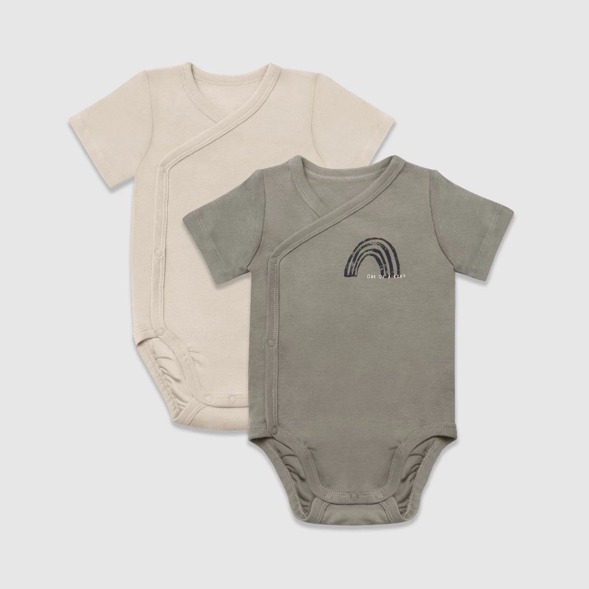 Lot De 2 Body Coton Bio Cache Coeur à Manches Courtes Kaki Dim Baby 3 Lot De 2 Body Coton Bio Cache Coeur à Manches Courtes Kaki Dim Baby