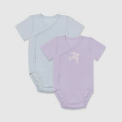 Lot De 2 Body Bébé En Coton Bio à Manches Courtes Parme Dim Baby