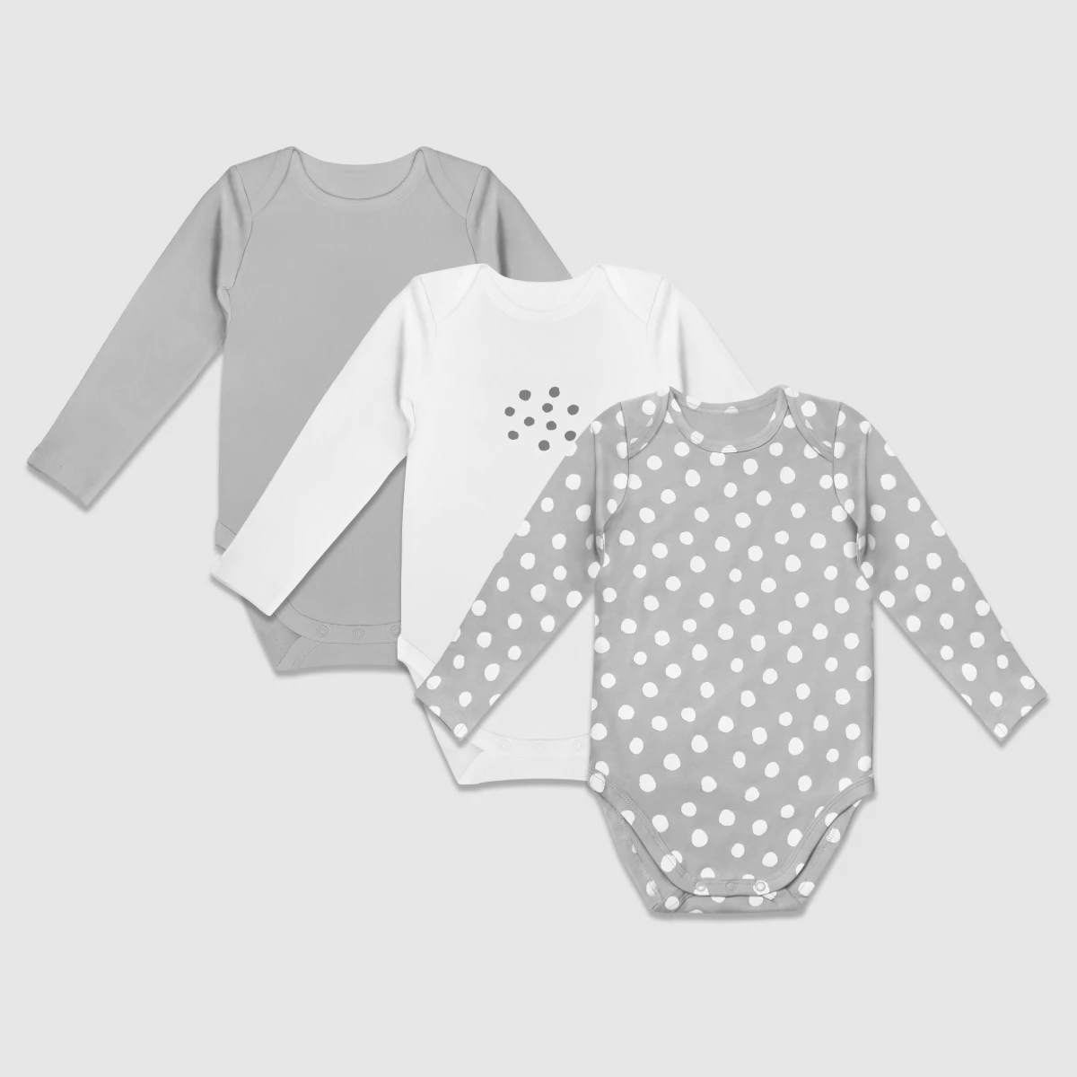 Lot De 3 Body Coton Bio à Manches Longues Et Pois Blanc Gris Dim Baby 3 Lot De 3 Body Coton Bio à Manches Longues Et Pois Blanc Gris Dim Baby