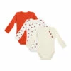 Lot De 3 Bodys Coton Bio à Manches Longues Coccinelle Rouge Dim Baby -Offres DIM Boutique D0BI1C3 AN6 01
