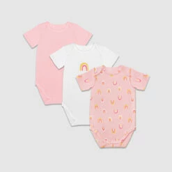 Lot De 3 Body Coton Bio à Manches Courtes Arc-en-ciel Rose Dim Baby 10 Lot De 3 Body Coton Bio à Manches Courtes Arc-en-ciel Rose Dim Baby -Offres DIM Boutique D0BI2C3 A6B 01 1