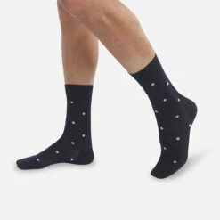 Chaussettes Homme En Fil D’écosse Bleu Océan Motifs Pois Monsieur Dim