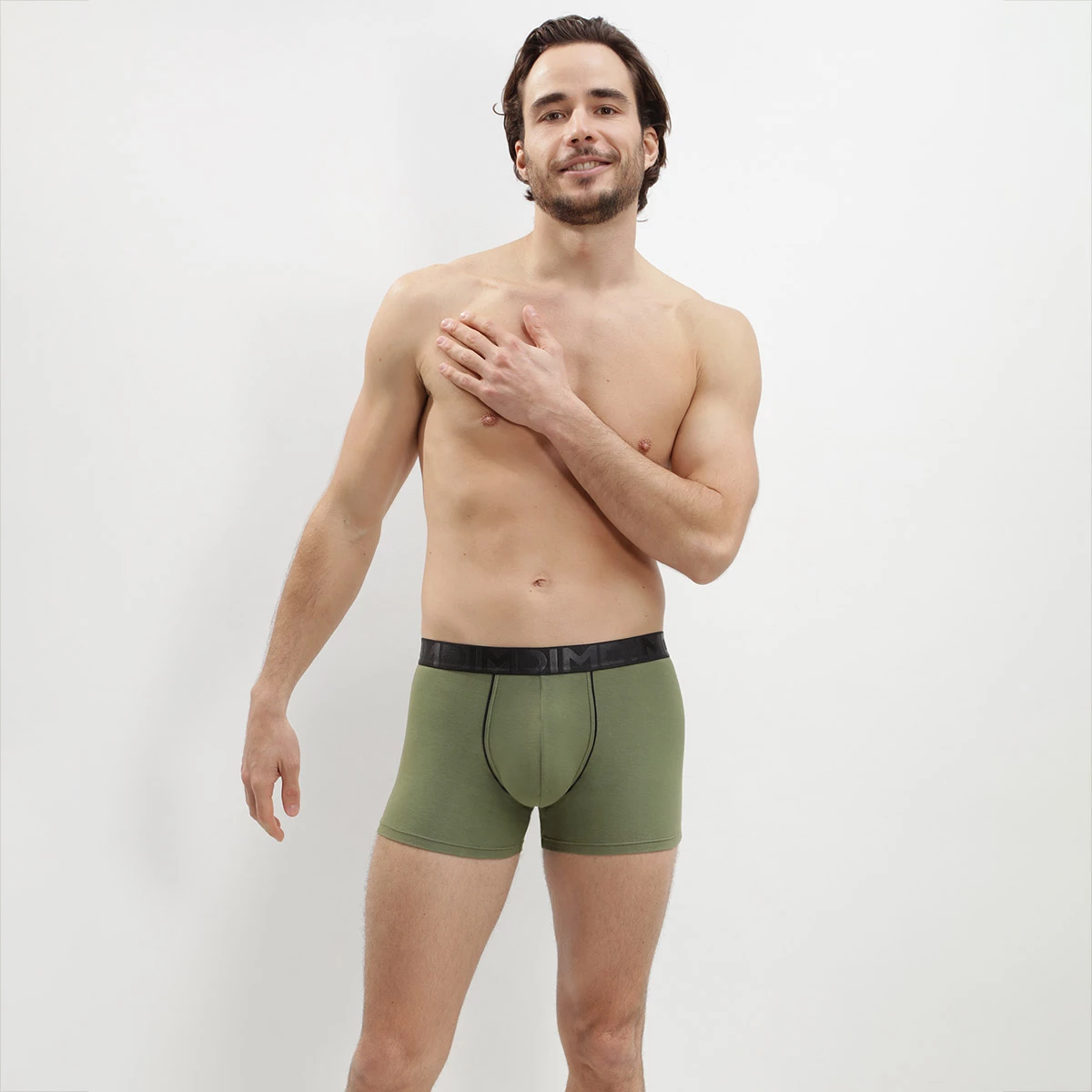 Boxer Homme En Coton Modal Avec Ceinture Noire Vert Olive Dim Classic 3 Boxer Homme En Coton Modal Avec Ceinture Noire Vert Olive Dim Classic