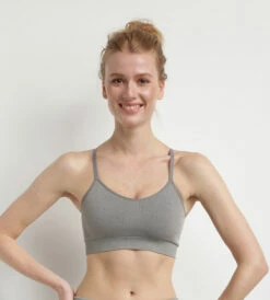 Brassière Sans Coutures à Impact Léger Gris Galet Dim Sport