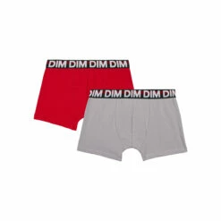Lot De 2 Boxers Garçon Rouge Et Gris Dim Boy