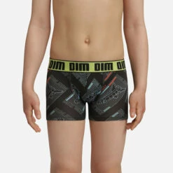 Boxer Enfant En Microfibre Motif Gaming Noir Vert Fluo Dim Micro