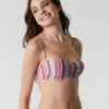 Maillot De Bain Soutien Gorge Bandeau En Microfibre Lurex, Rayures Multicolores