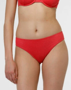 Maillot De Bain Slip En Microfibre Lurex Uni Corail
