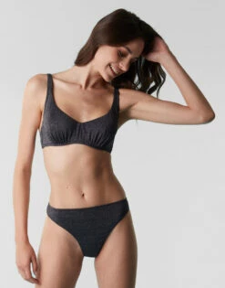 Maillot De Bain Slip Midi échancré En Microfibre, Noir Avec Lurex -Offres DIM Boutique D0BWTPA ANZ 03