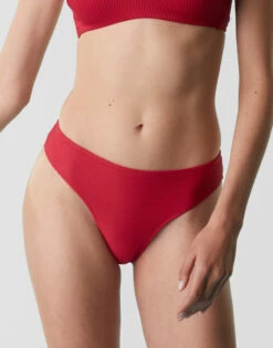 Maillot De Bain Brésilien En Microfibre Rouge