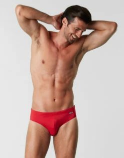 Slip De Bain Moyen En Charmeuse, Rouge