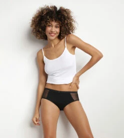 Shorty Menstruel Coton Bio Et Dentelle Noir Flux Abondant Dim Protect -Offres DIM Boutique D0BZ5E1 0HZ 03