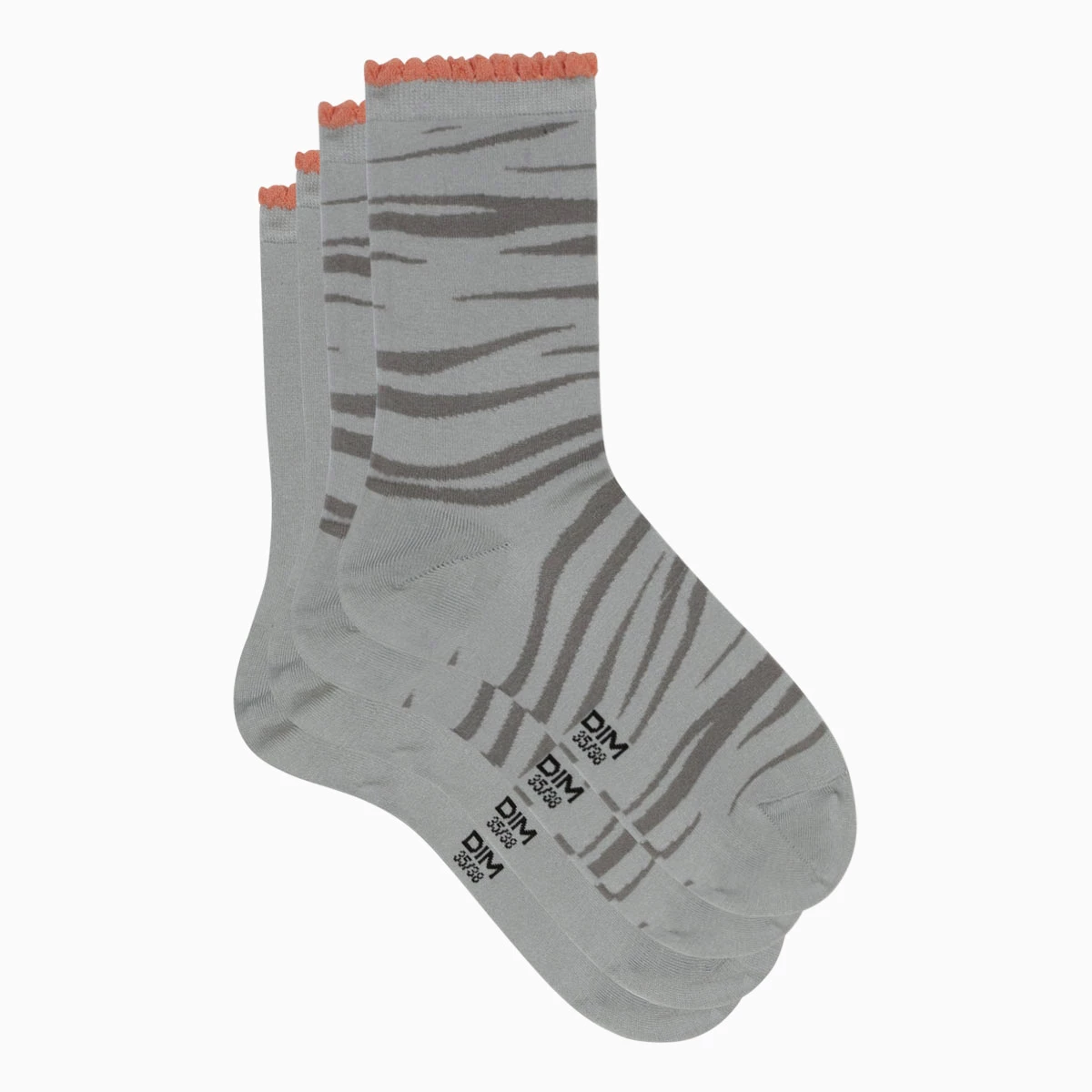 Lot De 2 Paires De Chaussettes Femme Gris Motif Zèbre Dim Bambou 5 Lot De 2 Paires De Chaussettes Femme Gris Motif Zèbre Dim Bambou – Image 3