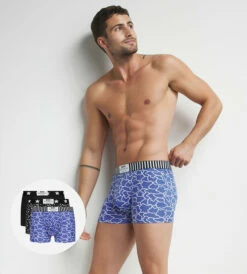 Lot De 3 Boxers Homme Motifs Nuages Bleu Noir Dim Vibes