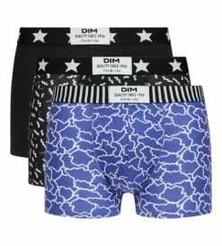 Lot De 3 Boxers Homme Motifs Nuages Bleu Noir Dim Vibes -Offres DIM Boutique D0C6DG3 AKC 03