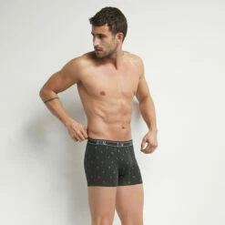 Boxer Homme En Coton Stretch à Imprimé Insectes Vert Dim Fancy