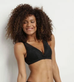 Soutien-gorge Foulard En Dentelle Florale Recyclée Noir Sublim