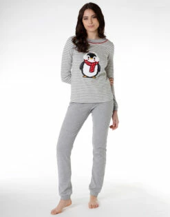 Pyjama Long En Coton Gris Chiné à Rayures 7 Pyjama Long En Coton Gris Chiné à Rayures -Offres DIM Boutique D0CFKPS ANG 01 1