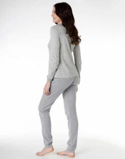 Pyjama Long En Coton Gris Chiné à Rayures 8 Pyjama Long En Coton Gris Chiné à Rayures -Offres DIM Boutique D0CFKPS ANG 02