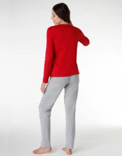 Pyjama Long En Jersey De Coton, Rouge -Offres DIM Boutique D0CFNPS A22 02