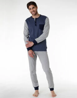 Pyjama Long Pour Homme En Coton Interlock, Bleu Marine Et Imprimé 7 Pyjama Long Pour Homme En Coton Interlock, Bleu Marine Et Imprimé -Offres DIM Boutique D0CGQPS ANF 01 1