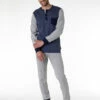 Pyjama Long Pour Homme En Coton Interlock, Bleu Marine Et Imprimé -Offres DIM Boutique D0CGQPS ANF 01