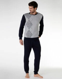 Pyjama Long Pour Homme En Coton Interlock, Gris Mélangé -Offres DIM Boutique D0CGTPS ANE 01 1