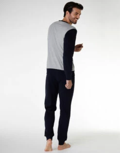 Pyjama Long Pour Homme En Coton Interlock, Gris Mélangé -Offres DIM Boutique D0CGTPS ANE 02