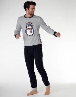 Pyjama Long Pour Homme En Jersey De Coton, Gris Chiné 8 Pyjama Long Pour Homme En Jersey De Coton, Gris Chiné -Offres DIM Boutique D0CH2PS ANE 01 1